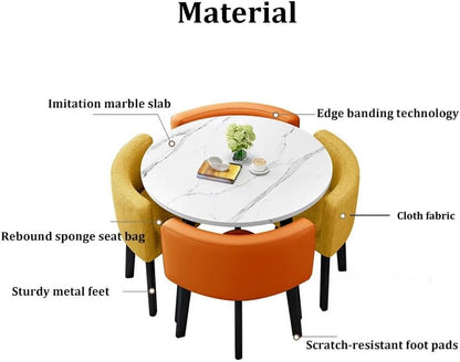 5-Piece Round Dining Table Set 🍽️ Space-Saving Table & Nesting Chairs for Kitchen, Conference, or Living Room