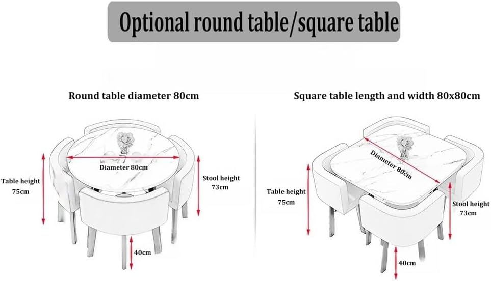 5-Piece Round Dining Table Set 🍽️ Space-Saving Table & Nesting Chairs for Kitchen, Conference, or Living Room