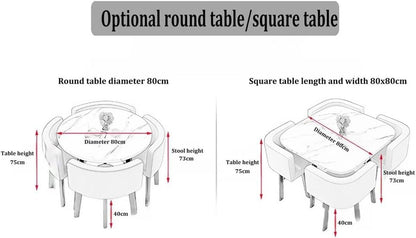 5-Piece Round Dining Table Set 🍽️ Space-Saving Table & Nesting Chairs for Kitchen, Conference, or Living Room