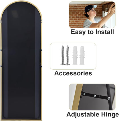 64" Arched Full-Length Mirror 🪞 Modern Freestanding & Wall-Mount Home Decor
