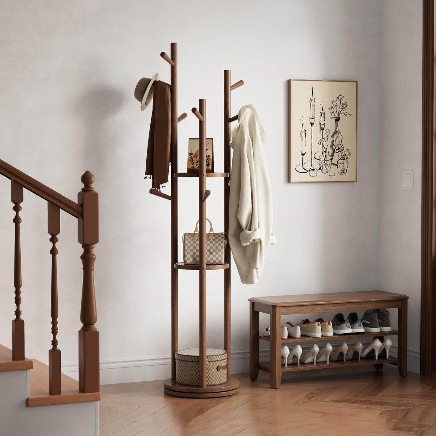 Freestanding Entryway Coat Rack 🧥 Stylish Modern Home Organizer for Bags & Hats