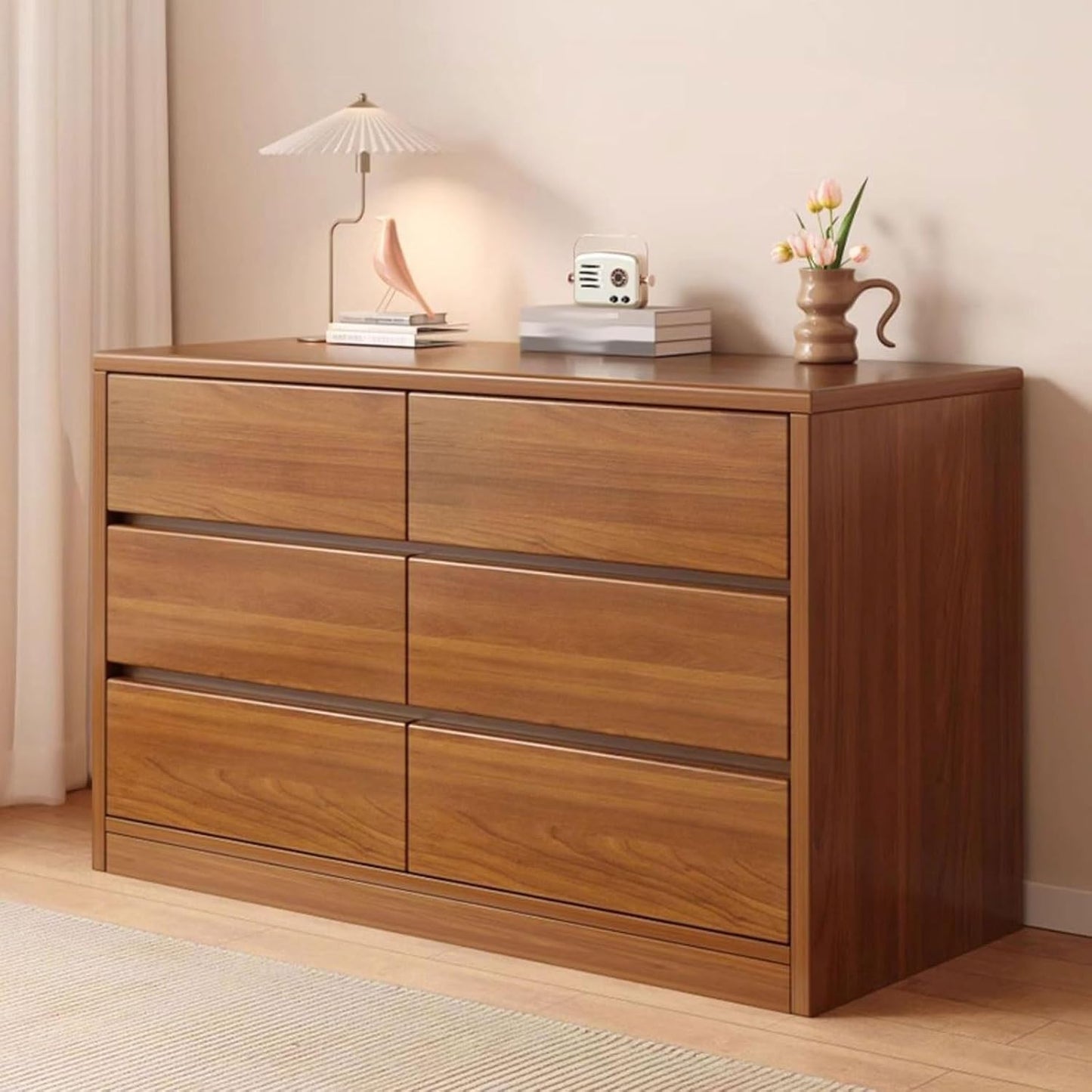 6-Drawer Storage Cabinet 🏠 Elegant Rosewood Organizer for Home Essentials, Bedroom, Living Room & Office