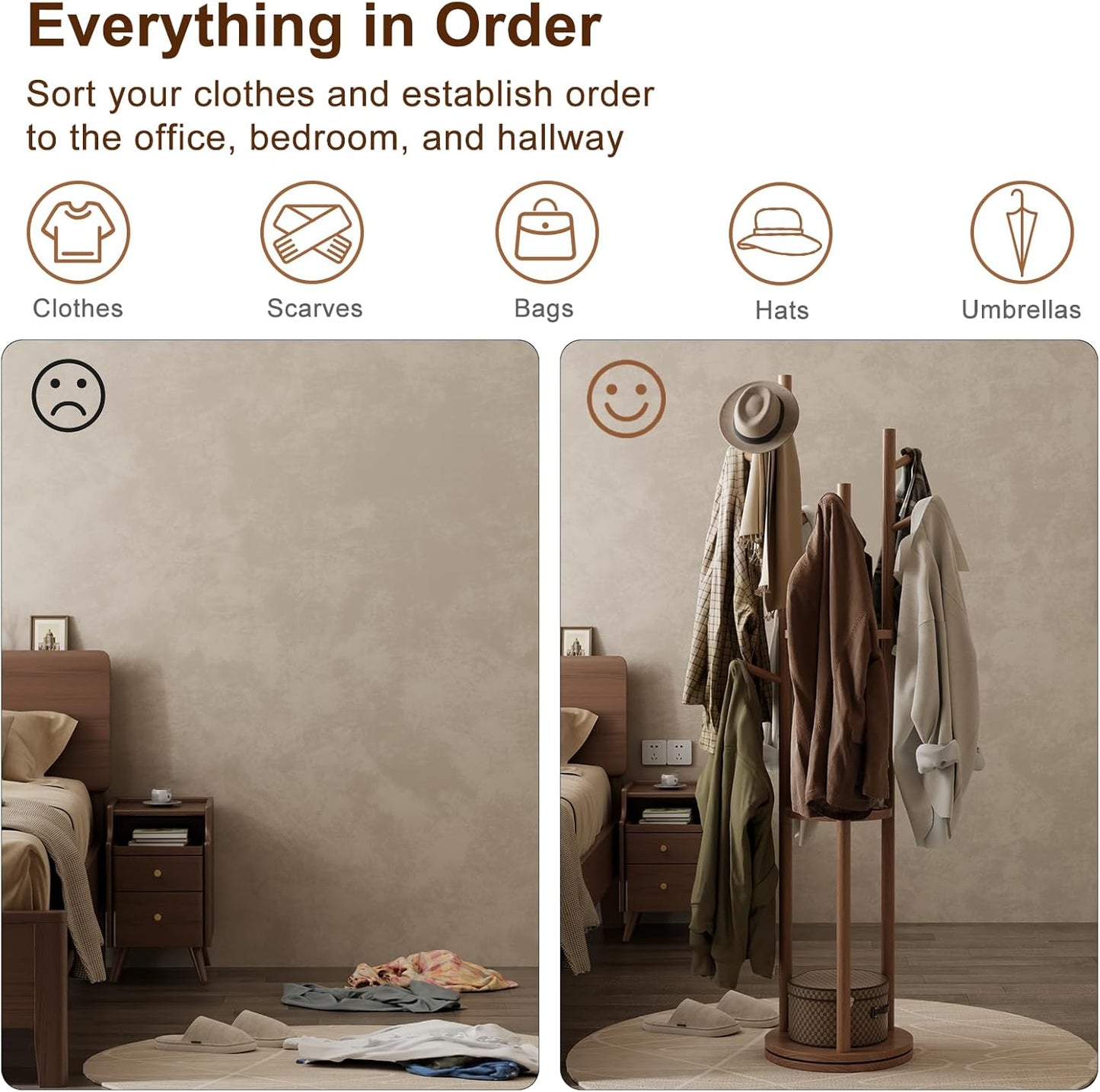 Freestanding Entryway Coat Rack 🧥 Stylish Modern Home Organizer for Bags & Hats