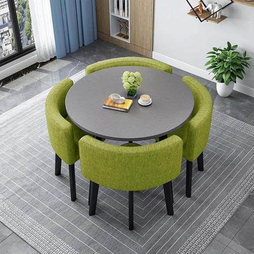 5-Piece Round Dining Table Set 🍽️ Space-Saving Table & Nesting Chairs for Kitchen, Conference, or Living Room