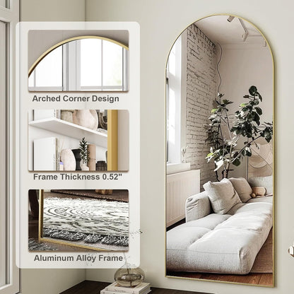 64" Arched Full-Length Mirror 🪞 Modern Freestanding & Wall-Mount Home Decor