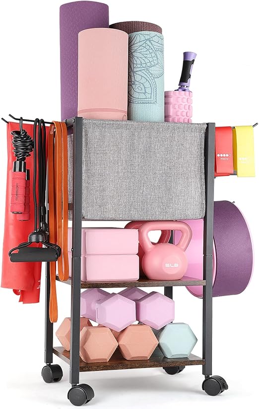 Yoga Mat & Gym Equipment Storage Rack 🏋️‍♀️ Organizer for Dumbbells, Kettlebells & Fitness Accessories