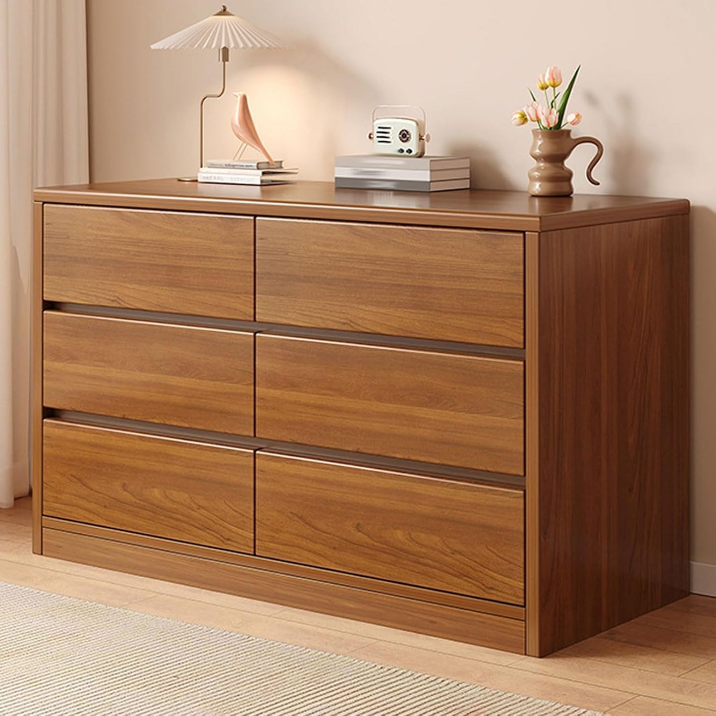 6-Drawer Storage Cabinet 🏠 Elegant Rosewood Organizer for Home Essentials, Bedroom, Living Room & Office